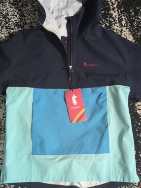 cotopaxi Navy, Aqua & Light Blue Cielo Women's Waterproof Pullover/Anorak